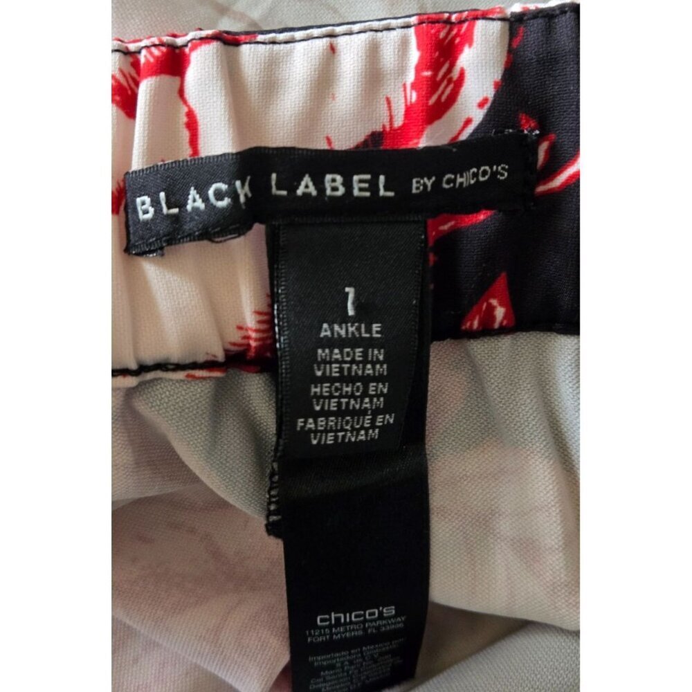 Black Label By Chico's Multi Color Floral Elastic Cuff Ankle Size 1 - Picture 7 of 8